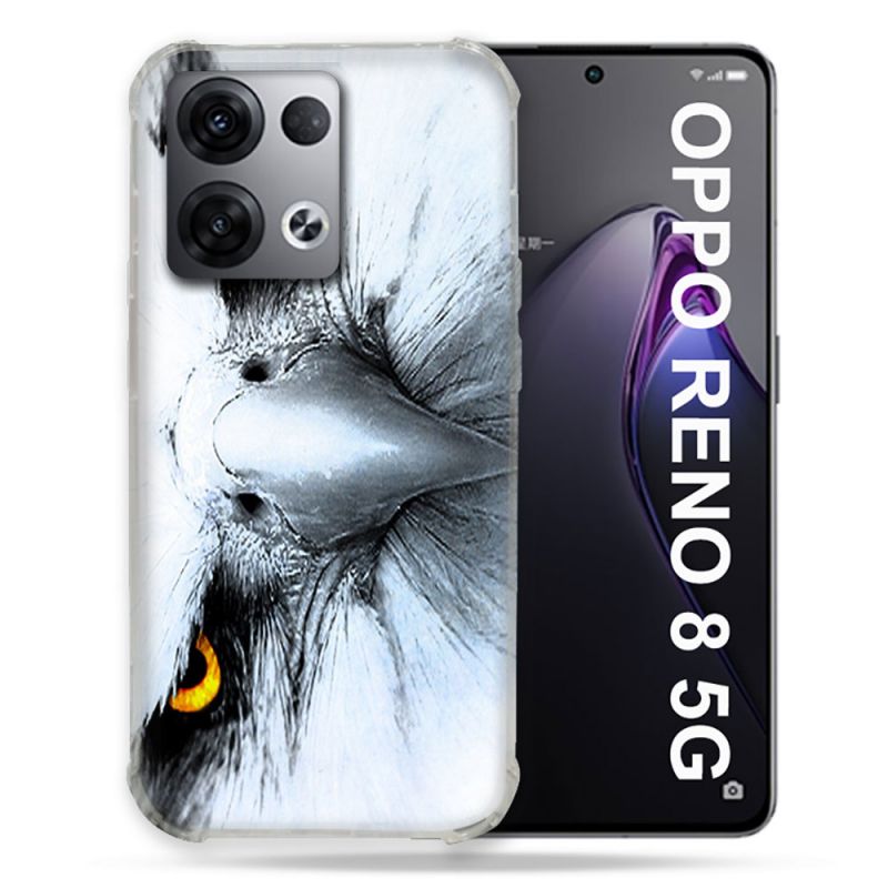 Coque Renforcée Pour Oppo Reno 8 5G Animal Aigle Royal Blanc