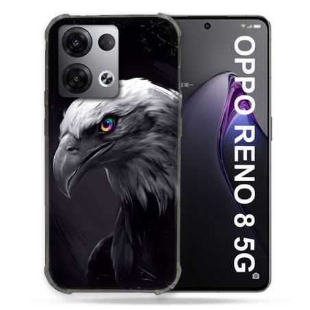 Coque Renforcée Pour Oppo Reno 8 5G Animal Aigle Royal Noir