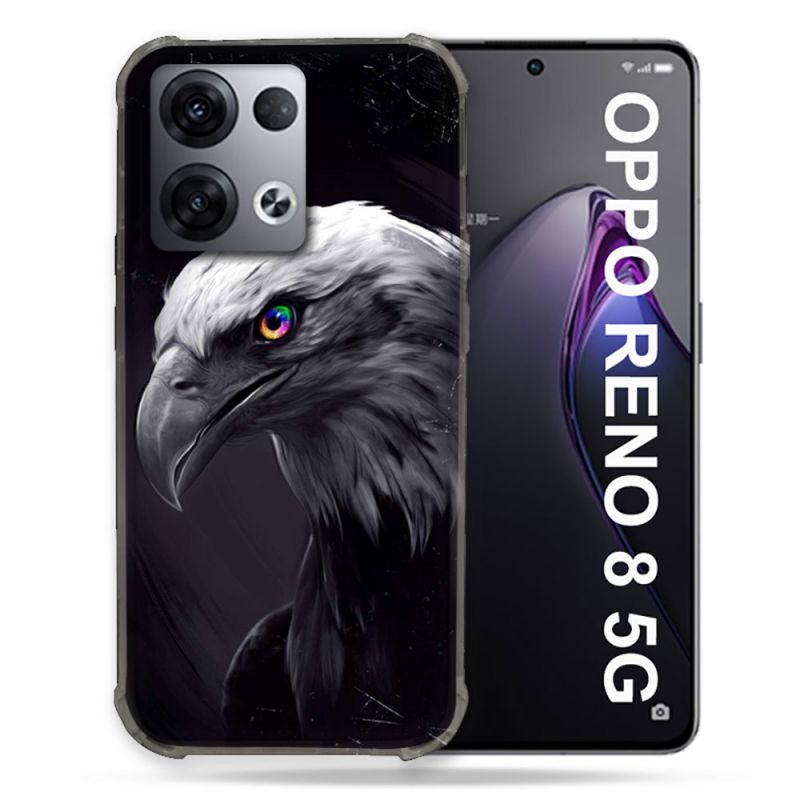 Coque Renforcée Pour Oppo Reno 8 5G Animal Aigle Royal Noir