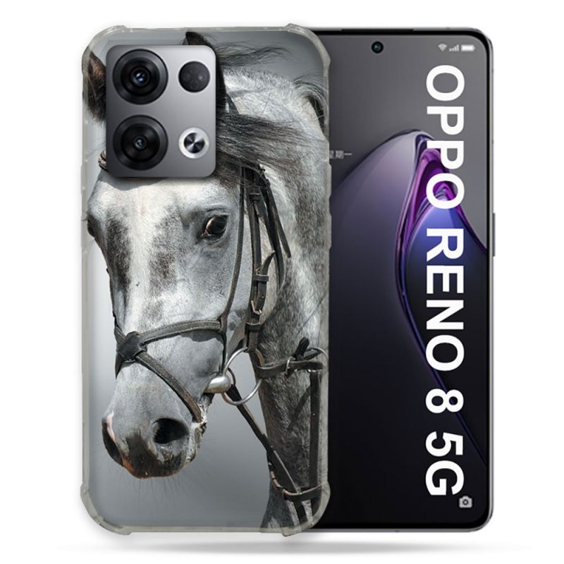 Coque Renforcée Pour Oppo Reno 8 5G Animal Cheval Blanc