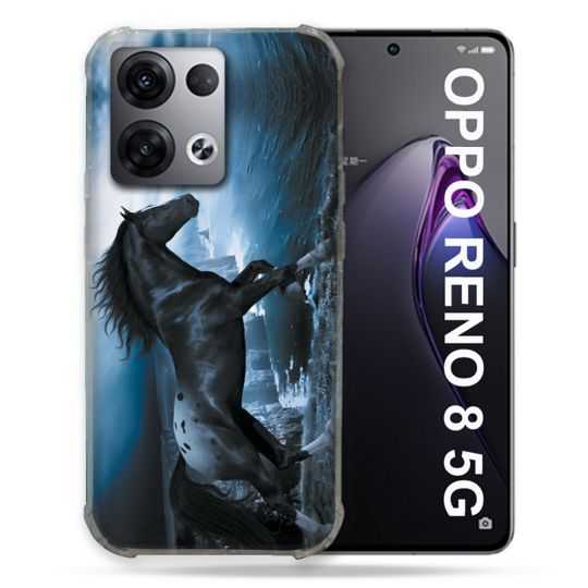 Coque Renforcée Pour Oppo Reno 8 5G Animal Cheval Noir