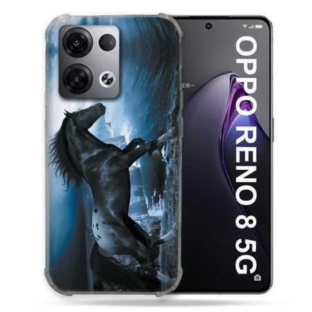 Coque Renforcée Pour Oppo Reno 8 5G Animal Cheval Noir