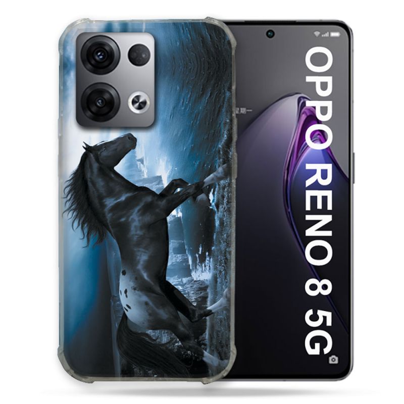 Coque Renforcée Pour Oppo Reno 8 5G Animal Cheval Noir