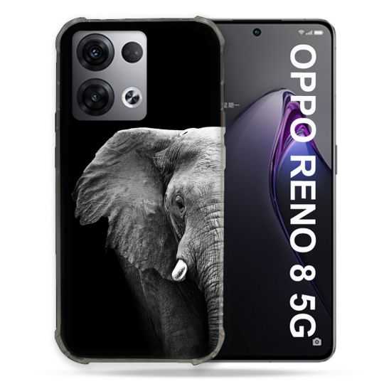 Coque Renforcée Pour Oppo Reno 8 5G Animal Elephant Noir