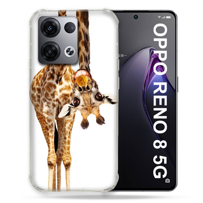 Coque Renforcée Pour Oppo Reno 8 5G Animal Girafe Blanche
