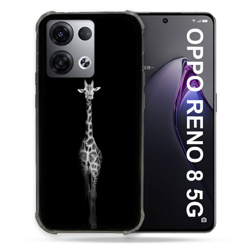 Coque Renforcée Pour Oppo Reno 8 5G Animal Girafe Noire