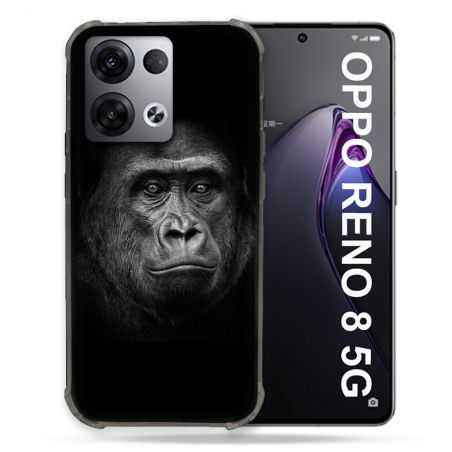 Coque Renforcée Pour Oppo Reno 8 5G Animal Gorille Noir