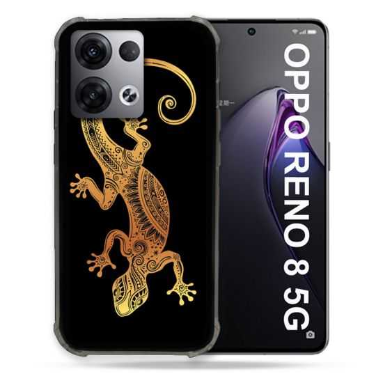 Coque Renforcée Pour Oppo Reno 8 5G Animal Lezard Noir
