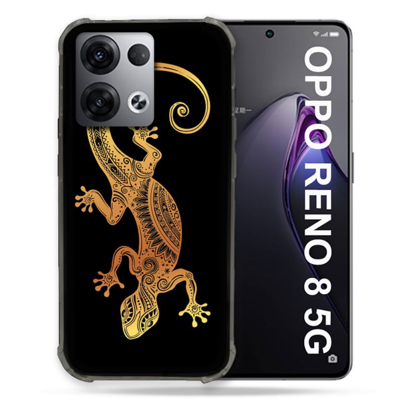 Coque Renforcée Pour Oppo Reno 8 5G Animal Lezard Noir