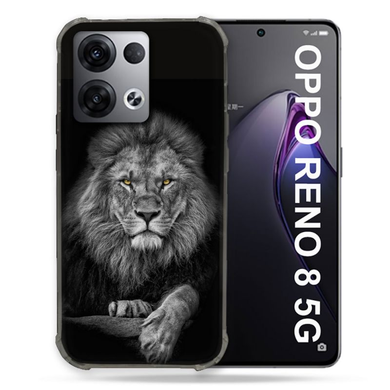 Coque Renforcée Pour Oppo Reno 8 5G Animal Lion Majestueux