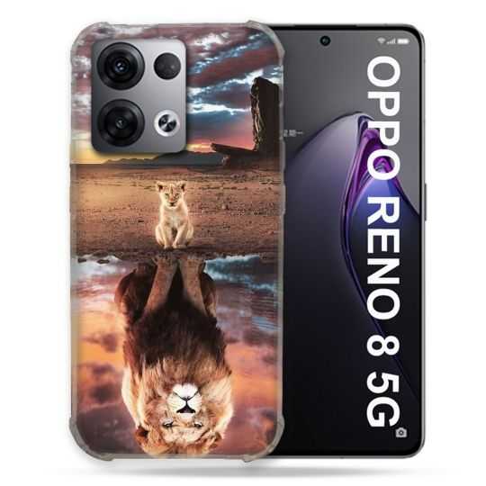 Coque Renforcée Pour Oppo Reno 8 5G Animal Lion Reflet