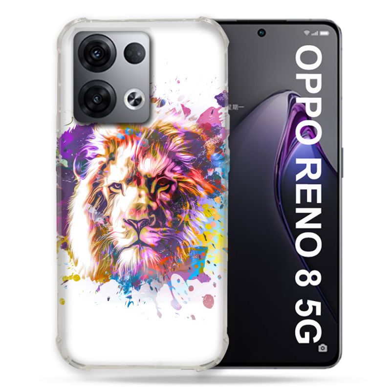 Coque Renforcée Pour Oppo Reno 8 5G Animal Lion Tag