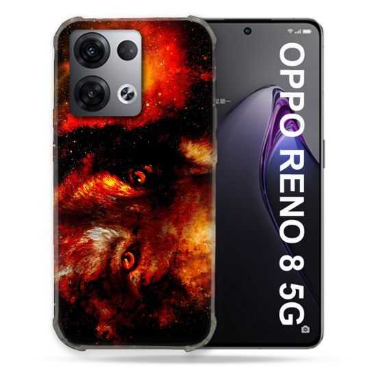 Coque Renforcée Pour Oppo Reno 8 5G Animal Loup Espace