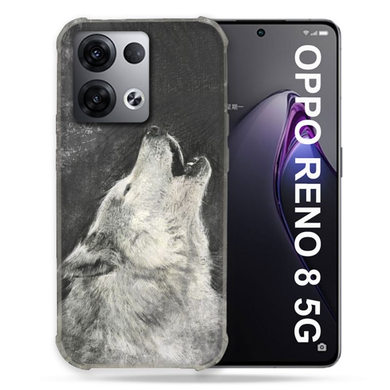 Coque Renforcée Pour Oppo Reno 8 5G Animal Loup Hurlement