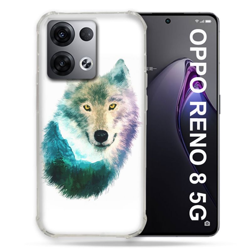 Coque Renforcée Pour Oppo Reno 8 5G Animal Loup Montagne