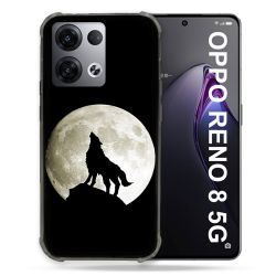 Coque Renforcée Pour Oppo Reno 8 5G Animal Loup Noir