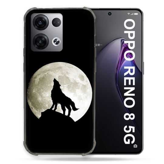 Coque Renforcée Pour Oppo Reno 8 5G Animal Loup Noir