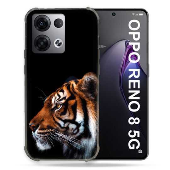Coque Renforcée Pour Oppo Reno 8 5G Animal Tigre Noir