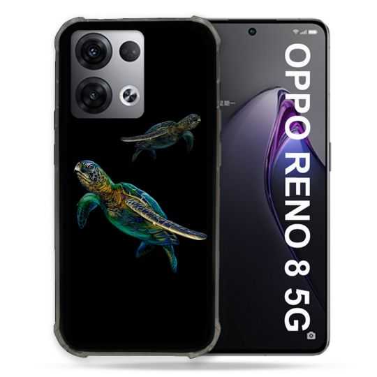 Coque Renforcée Pour Oppo Reno 8 5G Animal Tortue Noire multicolore