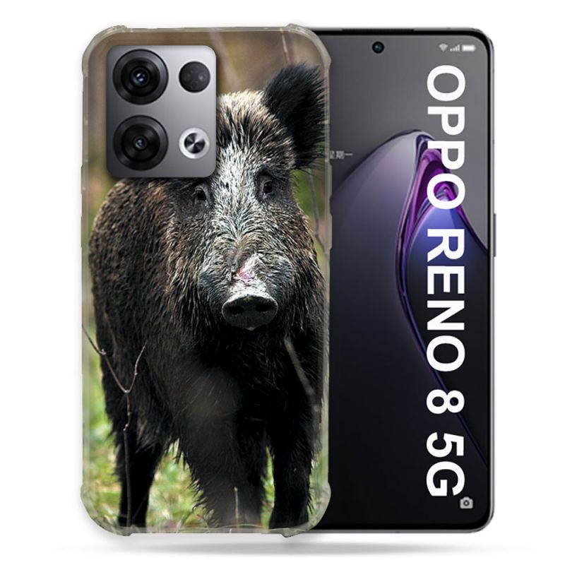 Coque Renforcée Pour Oppo Reno 8 5G Chasse Sanglier bois