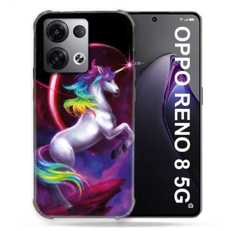 Coque Renforcée Pour Oppo Reno 8 5G Fantastique Licorne Arc en ciel