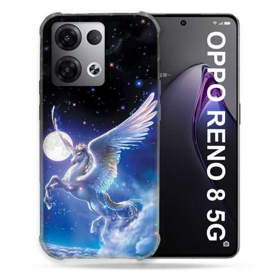 Coque Renforcée Pour Oppo Reno 8 5G Fantastique Licorne Céleste