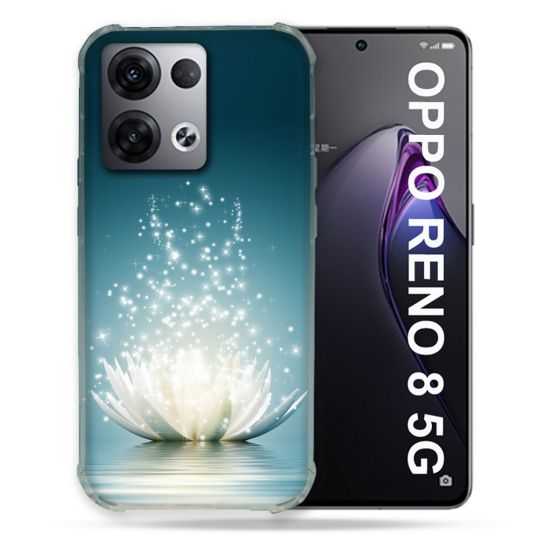 Coque Renforcée Pour Oppo Reno 8 5G Fleur Lotus Blanc