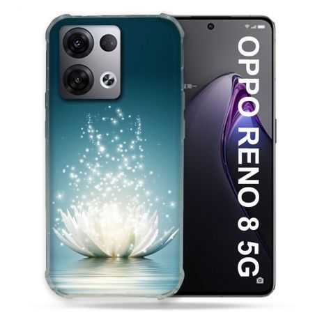 Coque Renforcée Pour Oppo Reno 8 5G Fleur Lotus Blanc