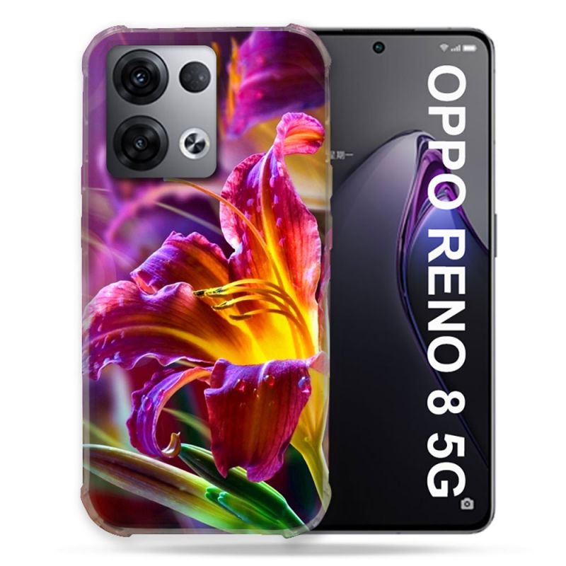 Coque Renforcée Pour Oppo Reno 8 5G Fleur Lys Color