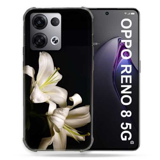 Coque Renforcée Pour Oppo Reno 8 5G Fleur Lys Noir