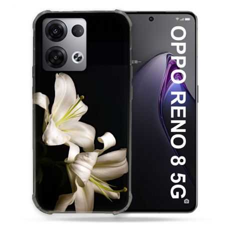 Coque Renforcée Pour Oppo Reno 8 5G Fleur Lys Noir