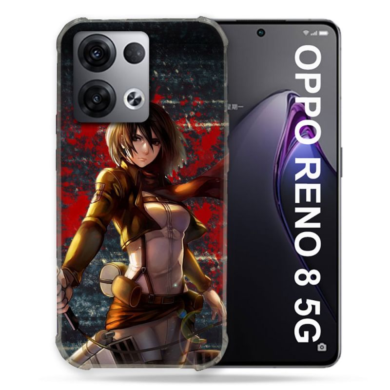 Coque Renforcée Pour Oppo Reno 8 5G Manga Attaque Titans Mikasa