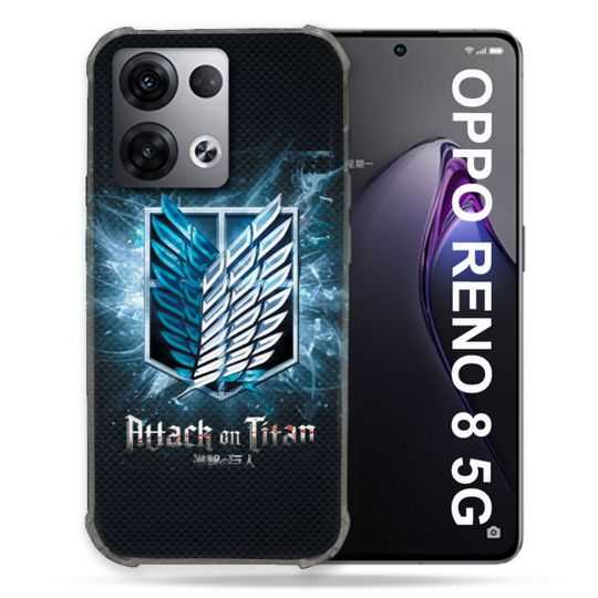 Coque Renforcée Pour Oppo Reno 8 5G Manga Attaque Titans Noir