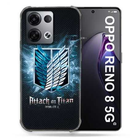 Coque Renforcée Pour Oppo Reno 8 5G Manga Attaque Titans Noir