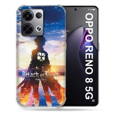 Coque Renforcée Pour Oppo Reno 8 5G Manga Attaque Titans Soleil