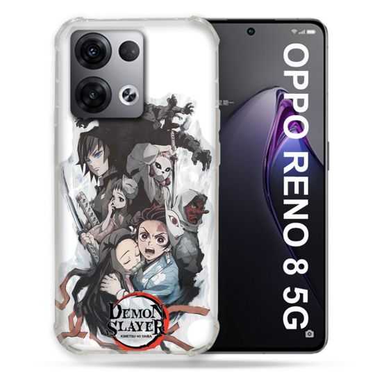 Coque Renforcée Pour Oppo Reno 8 5G Manga Demon Slayer Blanc