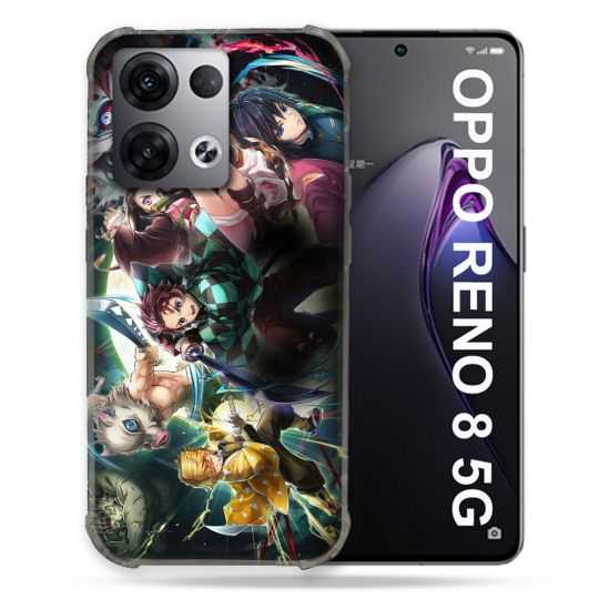 Coque Renforcée Pour Oppo Reno 8 5G Manga Demon Slayer Groupe