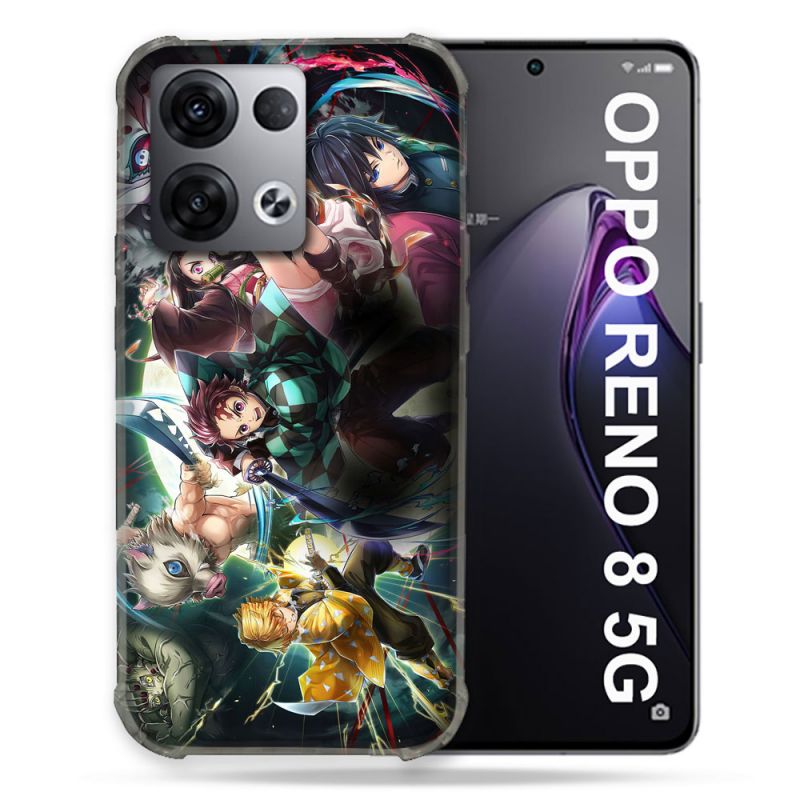 Coque Renforcée Pour Oppo Reno 8 5G Manga Demon Slayer Groupe