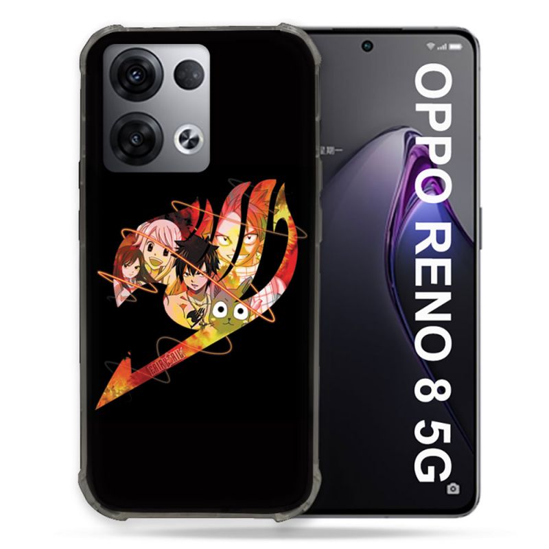 Coque Renforcée Pour Oppo Reno 8 5G Manga Fairy Tail Logo Noir