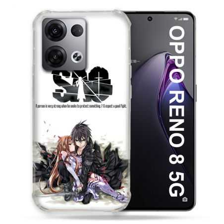 Coque Renforcée Pour Oppo Reno 8 5G Manga SAO sword Art Online Blanc