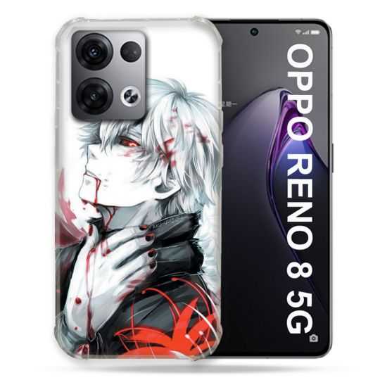 Coque Renforcée Pour Oppo Reno 8 5G Manga Tokyo Ghoul Kaneki Blanc