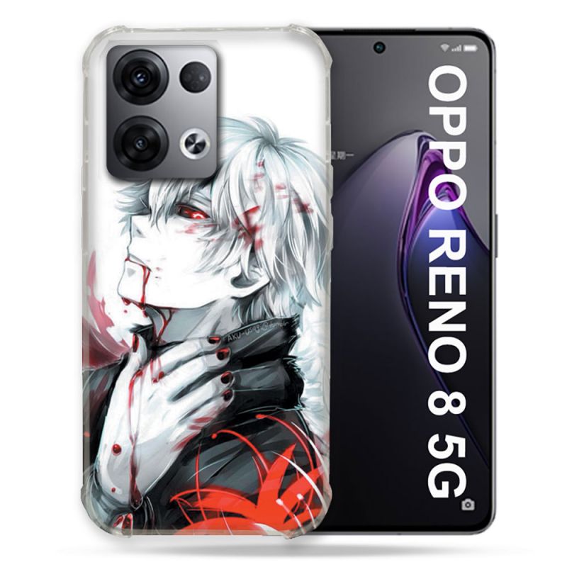 Coque Renforcée Pour Oppo Reno 8 5G Manga Tokyo Ghoul Kaneki Blanc