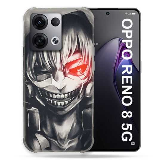Coque Renforcée Pour Oppo Reno 8 5G Manga Tokyo Ghoul Kaneki Noir