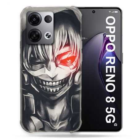Coque Renforcée Pour Oppo Reno 8 5G Manga Tokyo Ghoul Kaneki Noir