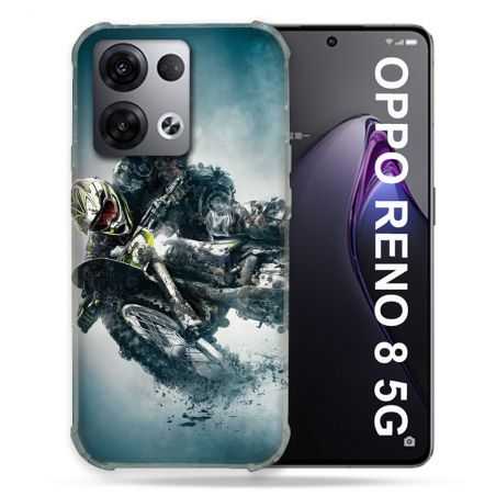 Coque Renforcée Pour Oppo Reno 8 5G Moto Cross Ombre