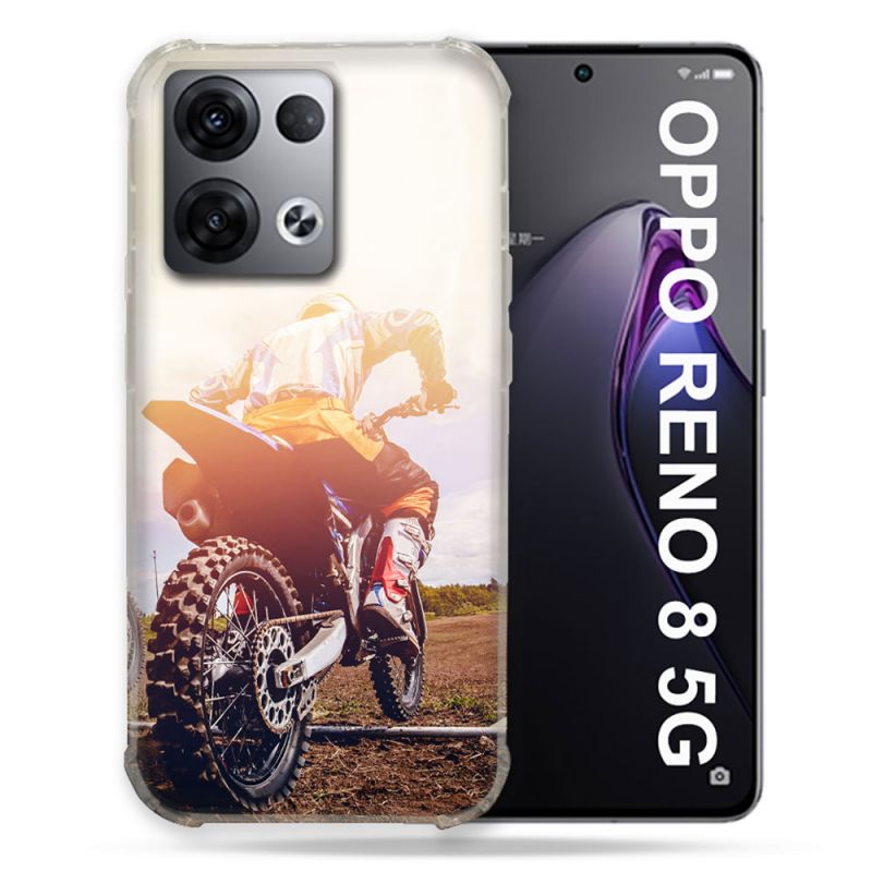 Coque Renforcée Pour Oppo Reno 8 5G Moto Cross Soleil