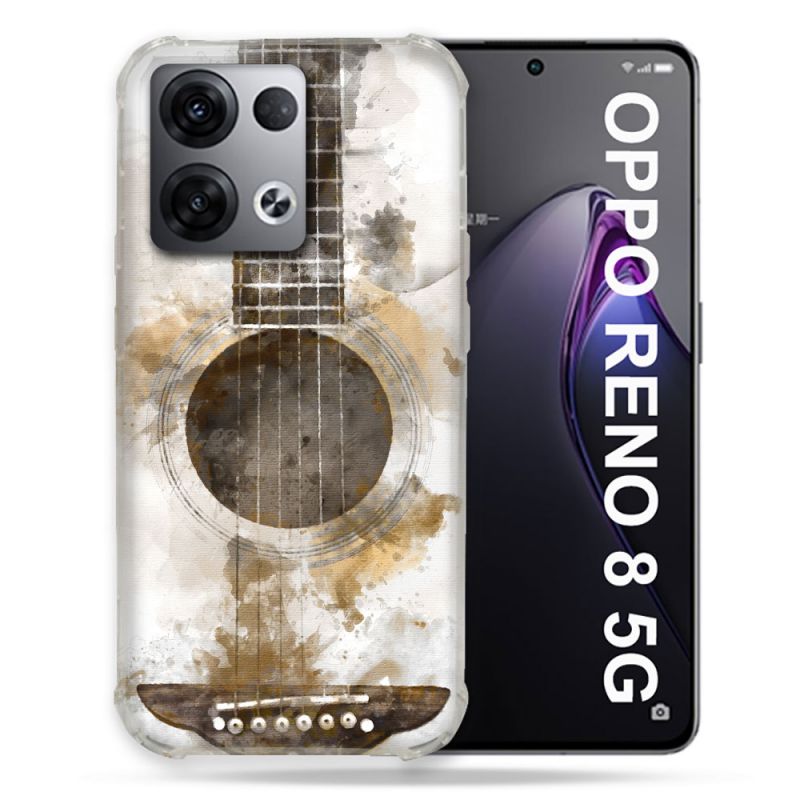 Coque Renforcée Pour Oppo Reno 8 5G Musique Guitare Tag