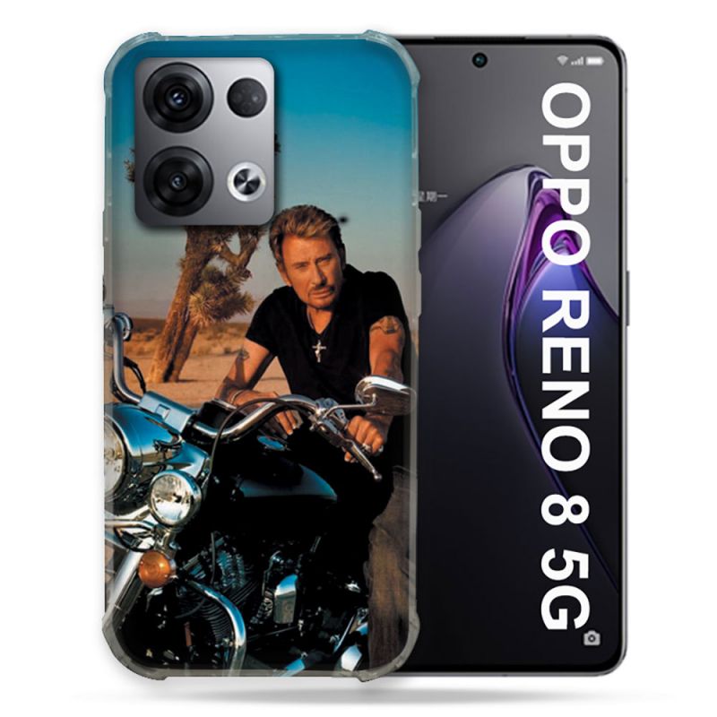 Coque Renforcée Pour Oppo Reno 8 5G Musique Johnny Hallyday Moto