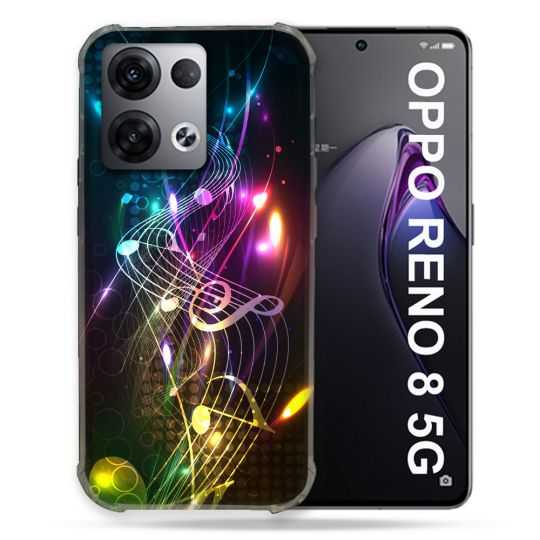 Coque Renforcée Pour Oppo Reno 8 5G Musique Partition Multicolore