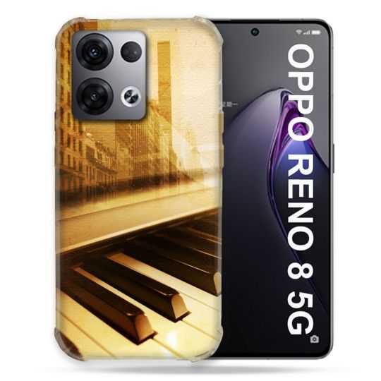 Coque Renforcée Pour Oppo Reno 8 5G Musique Piano Retro